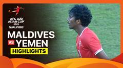 Maldives vs Yemen - Highlights | AFC U20 Asian Cup Qualifiers