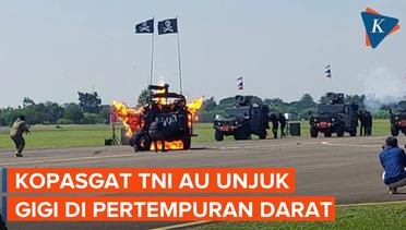 Momen Simulasi Pertempuran Darat Saat Gladi Bersih HUT ke-77 TNI AU