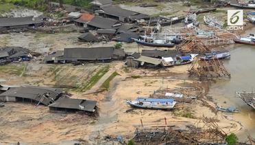 Tampak Udara Daratan Usai Diterjang Tsunami Banten