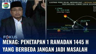 Menteri Agama: Penetapan 1 Ramadan 1445 H yang Berbeda Jangan Jadi Masalah | Fokus