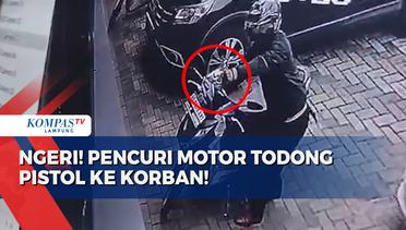 Terekam CCTV, Pencuri Motor Todongkan Pistol ke Korban!