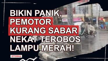Kehebohan di Jalan, Kelakuan Nekat Pengendara Motor Melintasi Lampu Merah Saat Hujan!