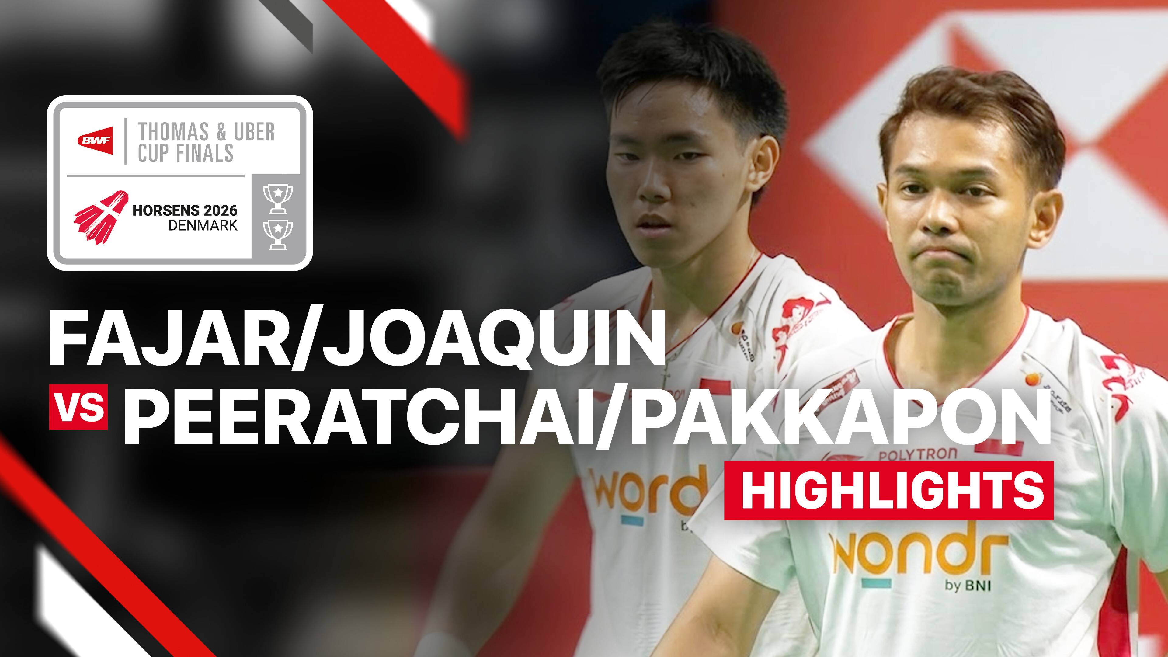 Fajar Alfian/Nikolaus Joaquin (INA) vs Peeratchai Sukhpun/Pakkapon Teeraratsakul (THA) - Men's Doubles (Match 4) | Thomas Cup 2026