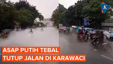 Jalanan Karawaci Tangerang Tertutup Asap Putih