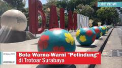 Bola Warna-warni "Pelindung" di Trotoar Surabaya