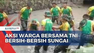 Antisipasi Banjir, Warga Kampung Barangbang Bersama TNI Bersihkan Sampah di Sungai!