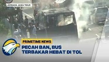 Pecah Ban, Bus Terbakar Hebat di Tol