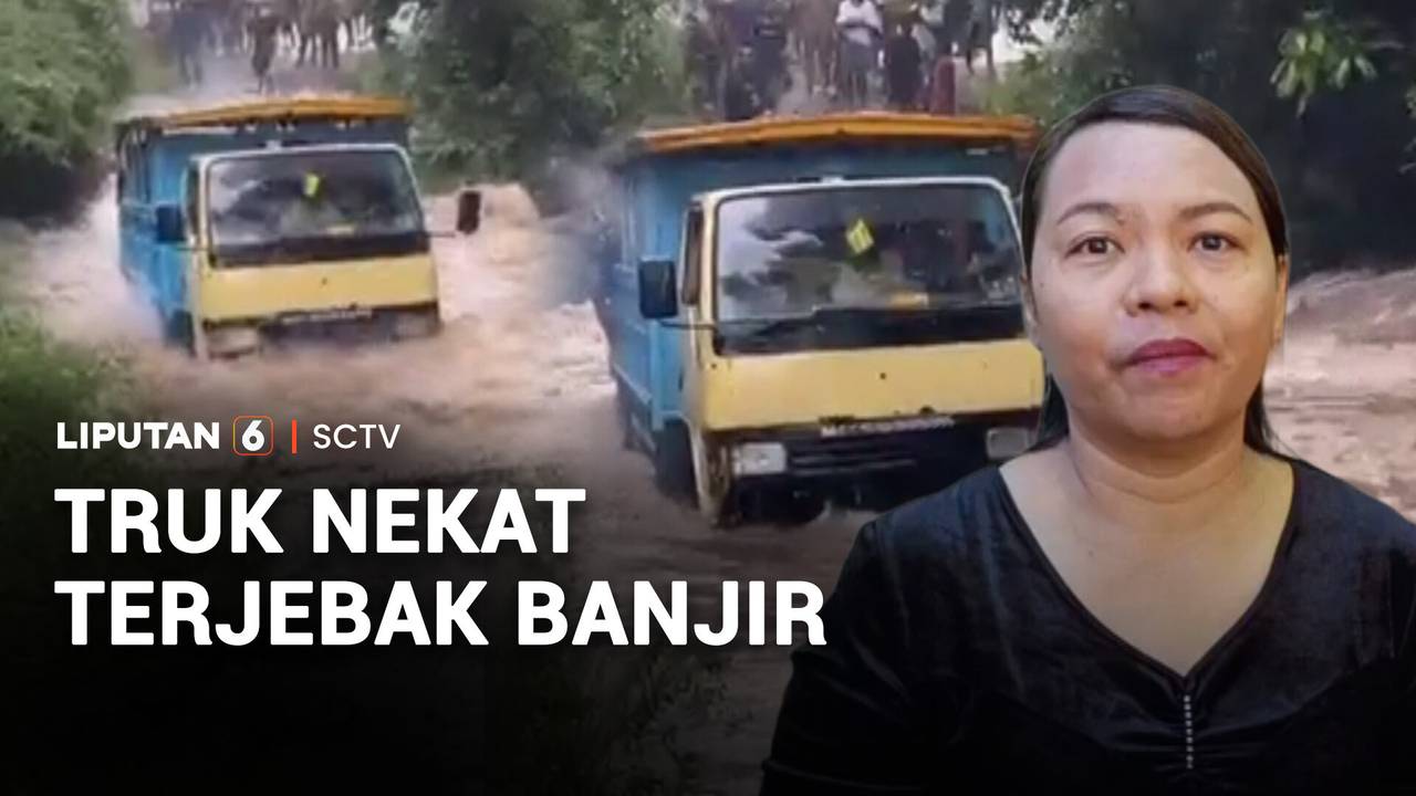 Sopir dan Penumpang Truk Terjebak Arus Banjir Berjuang Selamatkan Diri
