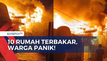 Rekaman Amatir Kebakaran 10 Rumah di Makassar, Warga Panik Padamkan Api
