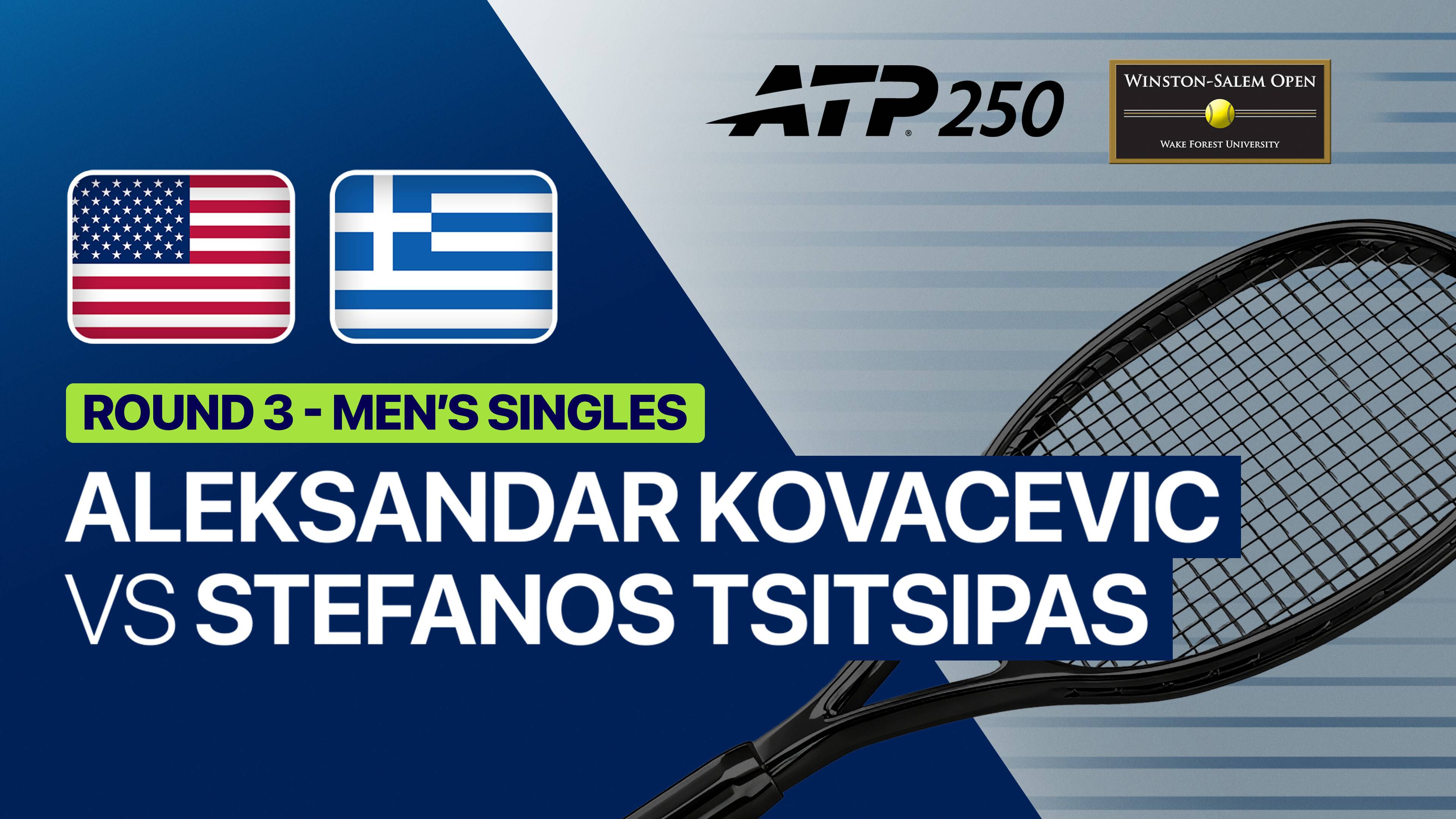 Aleksandar Kovacevic vs Stefanos Tsitsipas - Round 3 | ATP 250: Winston-Salem Open 2026