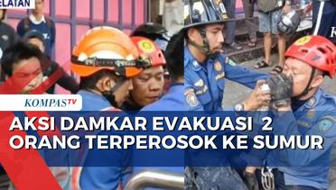 Aksi Dramatis Damkar Evakuasi 2 Karyawan Terperosok ke Sumur Sedalam 8 Meter