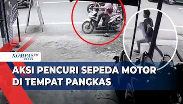 Detik-detik Pencuri Bawa Kabur Sepeda Motor di Jalan Halat Medan