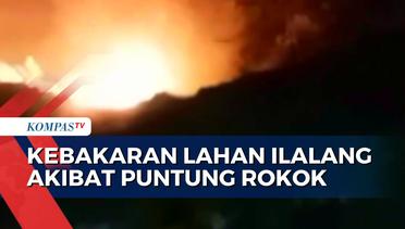 Lahan Ilalang di Lebak Banten Terbakar Akibat Puntung Rokok