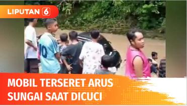 Detik-detik Mobil Bak Terbuka Hanyut Saat Dicuci di Sungai, Tiba-tiba Air Meluap! | Liputan 6
