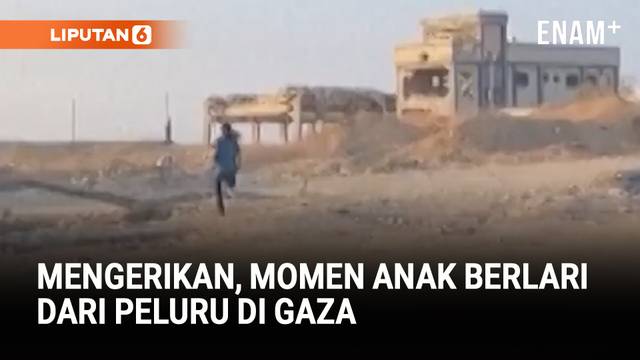 Momen Anak Lari dari Serangan Peluru di Gaza