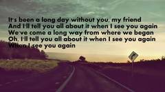 Wiz Khalifa - See You Again Lyrics