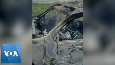 Footage of Burnt Out Vehicle Belonging to US Family Killed in Mexico