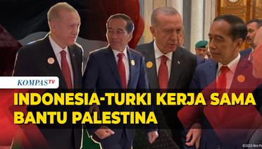 Potret Presiden Turki Gandeng Presiden Jokowi di Arab Saudi Bahas Palestina