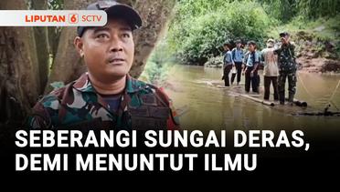 Demi Menuntut Ilmu sejumlah Pelajar di Lampung Timur Sebrangi Sungai Deras Gunakan Rakit Bambu | Liputan 6