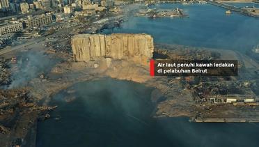 Air laut penuhi kawah ledakan di pelabuhan Beirut