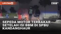 Sepeda Motor Terbakar Setelah Isi BBM di SPBU Kandanghaur Indramayu