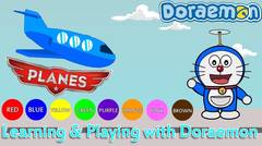 Colours for children to learn with plane,  plane learning and playing with doraemon