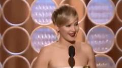 Jennifer Lawrence Winning Best Supporting Actress Golden Globe Awards 2014