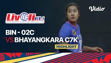 Highlights | BIN - 02C vs Bhayangkara C7K Polres Pati | Babak Kedua - Livoli Divisi 1 Putri 2022