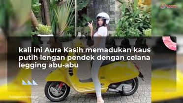 Potret Aura Kasih Naik Scooter, Netizen Rebutan Minta Diboncengin