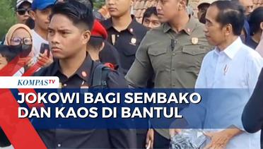 Antusiasme Ratusan Warga Bantul saat Presiden Jokowi Bagi Sembako dan Kaos