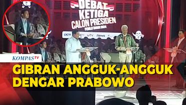 Gibran Angguk-Anggukkan Kepala Saat Prabowo Beri Penjelasan di Debat Ketiga 2024