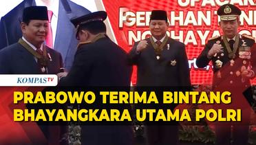 Momen Menhan Prabowo Terima Tanda Kehormatan Bintang Bhayangkara Utama, Disematkan Langsung Kapolri