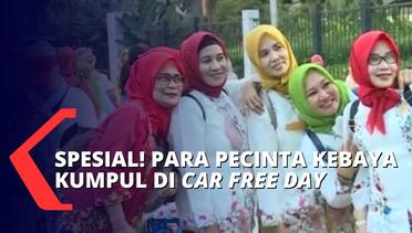 Meriahkan Hajatan Jakarta ke-495, Para Pecinta Kebaya Berjalan Santai di Arena Car Free Day Hari Ini