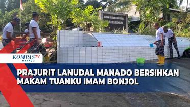 Prajurit Lanudal Manado Bersihkan Makam Tuanku Imam Bonjol