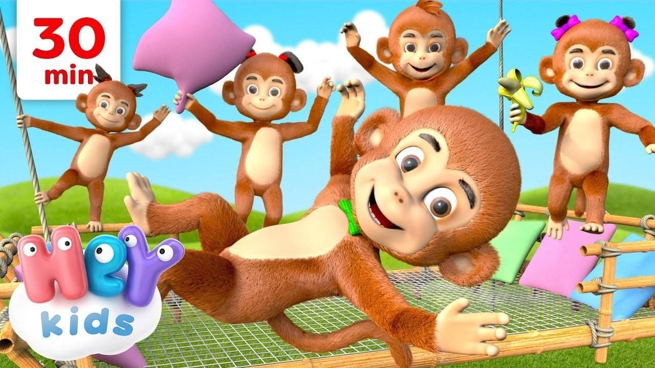 Lima Monyet Kecil dan lebih banyak lagi Lagu Anak! | Hewan untuk Anak