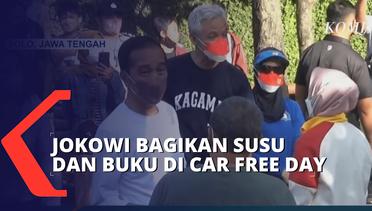 Sapa Warga di Car Free Day, Jokowi Bagikan Buku dan Susu pada Anak-anak
