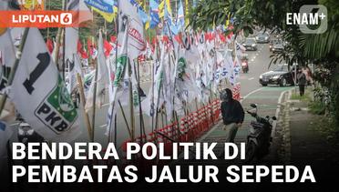 Berbahaya, Pemasangan Bendera Partai Politik di Pembatas Jalur Sepeda