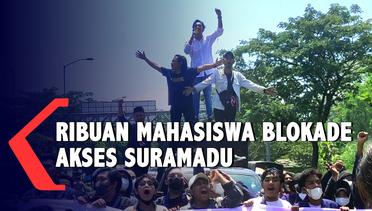 Aksi Pendemo Blokade Jembatan Suramadu Sisi Bangkalan