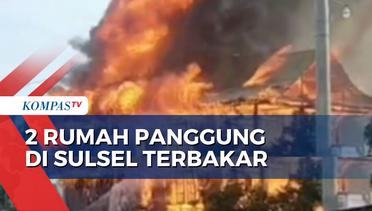 Diduga Lupa Matikan Kompor, 2 Rumah Panggung di Pinrang Sulsel Terbakar
