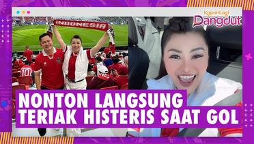 Fitri Carlina Nonton Langsung Indonesia Vs Jepang di Qatar, Teriak Histeris Saat Gol Timnas