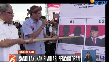 Sambil Kampanye, Cawapres 02 Sandiaga Uno Gelar Simulasi Pencoblosan di Sukabumi - Liputan 6 Siang