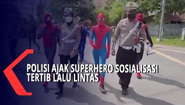 Polisi Ajak Superhero Sosialisasi Tertib Lalu Lintas