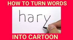 GANTENG, cara menggambar HARRY POTTER dengan kata harry / how to turn words HARRY into CARTOON