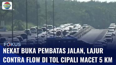 Pengendara Nekat Buka Pembatas Jalan, Lajur Contra Flow di Tol Cipali Macet 5 Km | Fokus