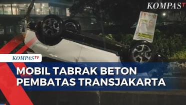 Minibus Ringsek  Usai Tabrak Beton Pembatas Transjakarta, Pengendara Terluka di Bagian Kepala