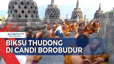 Rombongan Biksu Thudong Tiba di Candi Borobudur untuk Puja Bakti dan Meditasi