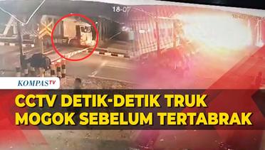 CCTV Detik-Detik Truk Mogok di Atas Rel Sebelum Tertabrak KA Brantas di Semarang