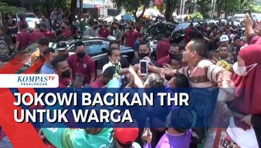Presiden Joko Widodo dan Ibu Negara Bagikan Uang dan Sembako di Pasar Solo