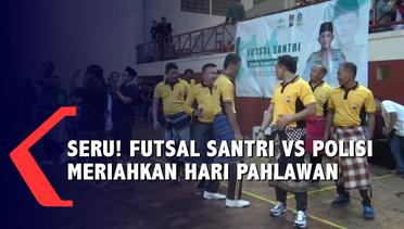 Keseruan Futsal Santri VS Polisi Kenakan Sarung Meriahkan Hari Pahlawan di Ponorogo