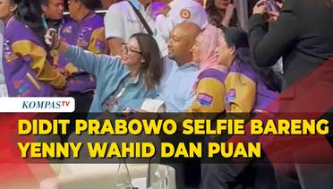 Momen Didit Prabowo Selfie Bareng Yenny Wahid dan Puan Maharani Saat Jeda Debat Capres